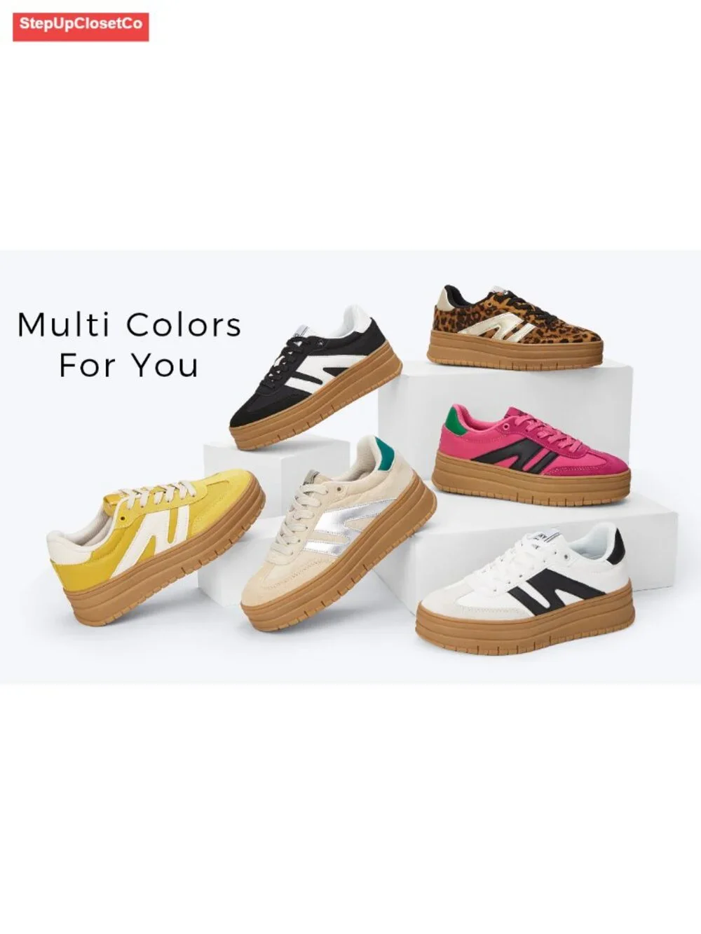 Women's Platform Sneakers Suede Faux Leather Slip Resistant Breathable Casual